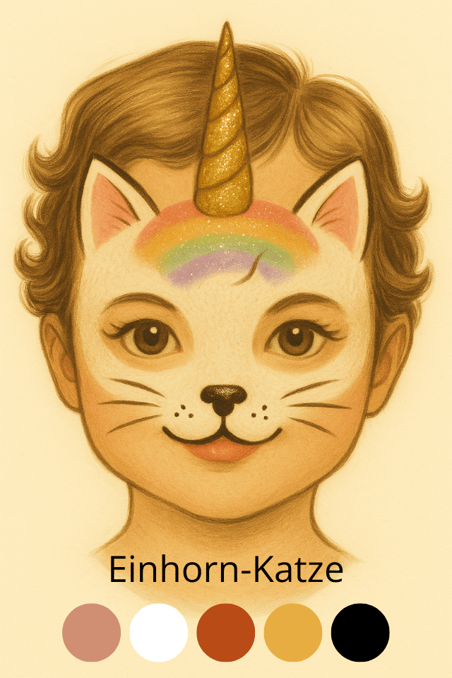 Schminkvorlage Einhorn-Katze