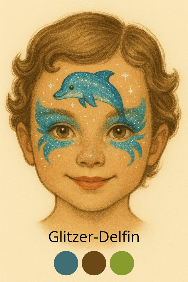Schminkvorlage Glitzer-Delfin